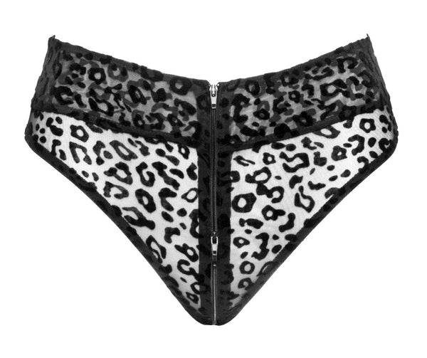 Slip transparant luipaardprint - Zwart - Noir - SKU: 23114021031