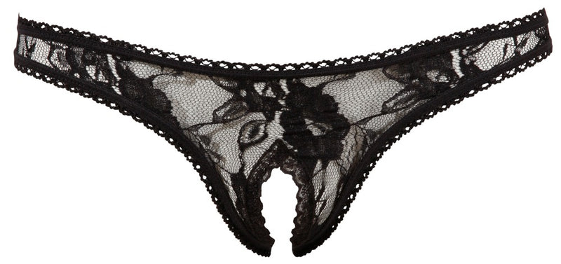 Cottelli LINGERIE String met open kruis - Zwart