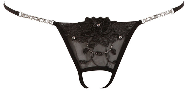 Cottelli LINGERIE string met open kruis - Zwart - Cottelli LINGERIE - SKU: 23206571111