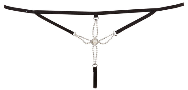Cottelli LINGERIE String met pareldecoratie - Zwart - Cottelli LINGERIE - SKU: 23210761111