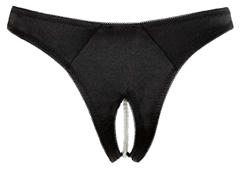 Cottelli LINGERIE Slip kruisloos met stimulerende parels - Zwart