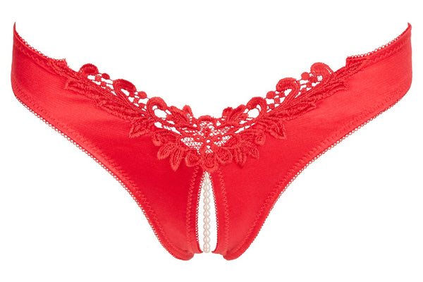 Cottelli LINGERIE kruisloze slip met parels - Rood - Cottelli LINGERIE - SKU: 23216533021