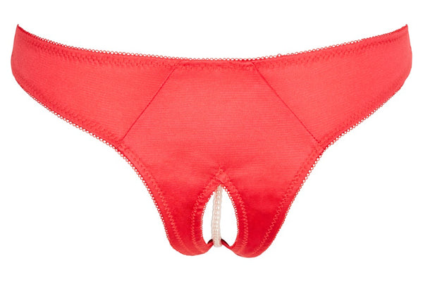 Cottelli LINGERIE kruisloze slip met parels - Rood - Cottelli LINGERIE - SKU: 23216533021