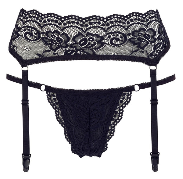 Cottelli LINGERIE rekbare kant set - Zwart - Cottelli LINGERIE - SKU: 23218741021