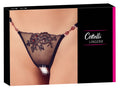 Cottelli LINGERIE String kruisloos met borduurwerk en strass - Zwart