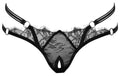 Cottelli LINGERIE String kruisloos met jarretels en stras - Zwart