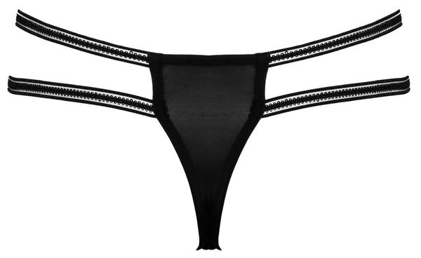 Cottelli LINGERIE string met wimperkant - Zwart - Cottelli LINGERIE - SKU: 23222501121