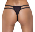 Cottelli LINGERIE String kruisloos met jarretels en stras - Zwart