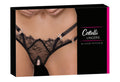 Cottelli LINGERIE String kruisloos met jarretels en stras - Zwart