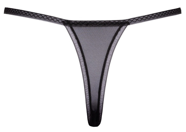 Cottelli LINGERIE string met bloemdetails - Zwart - Cottelli LINGERIE - SKU: 23222691111