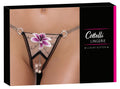 Cottelli LINGERIE String kruisloos met parelkettingen - Zwart