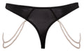 Cottelli LINGERIE String met geborduurd kant en parelkettingen - Zwart