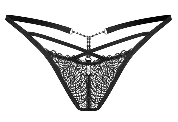 String met jarretels en kettinkje - Zwart - Obsessive - SKU: 23228891111