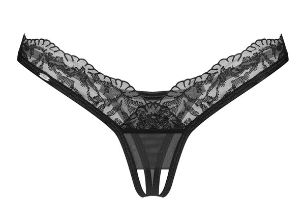 Thong kruisloos met kant - Zwart - Obsessive - SKU: 23229351131