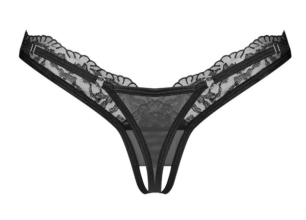 Thong kruisloos met kant - Zwart - Obsessive - SKU: 23229351131