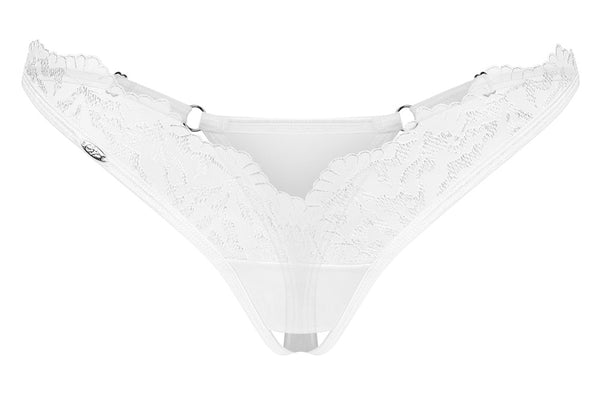 Thong kruisloos met tule en kant - Wit - Obsessive - SKU: 23229352111