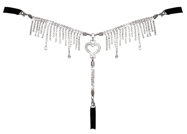 Cottelli LINGERIE string met strass hart - Zwart - Cottelli LINGERIE - SKU: 23229431101