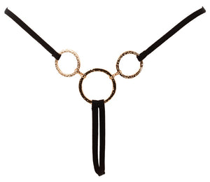 Cottelli LINGERIE string met gouden ringen - Zwart