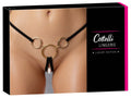 Cottelli LINGERIE string met gouden ringen - Zwart
