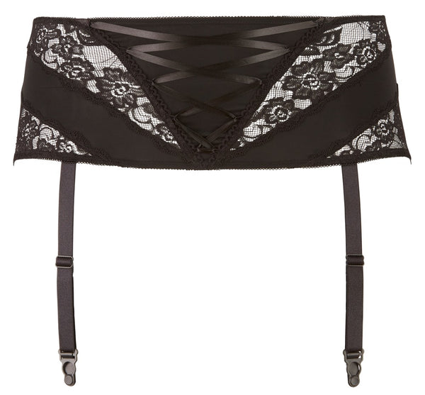 Cottelli CURVES Jarretel riem met kanten inzetstukken - Zwart - Cottelli CURVES - SKU: 23401941041