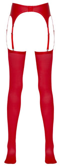 NO:XQSE Jarretelriem met 3 jarretels en bijpassende panty - Rood