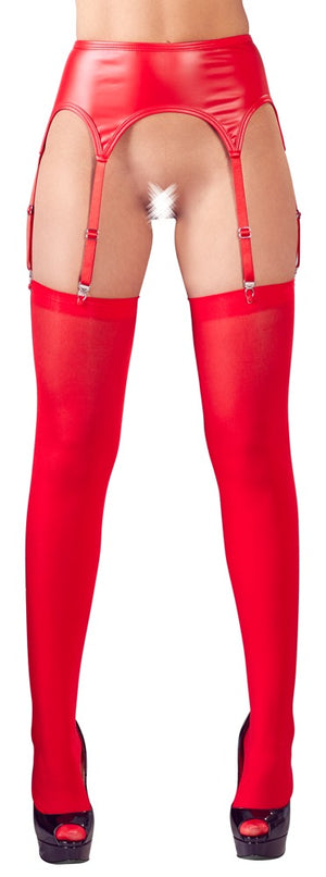 NO:XQSE Jarretelriem met 3 jarretels en bijpassende panty - Rood