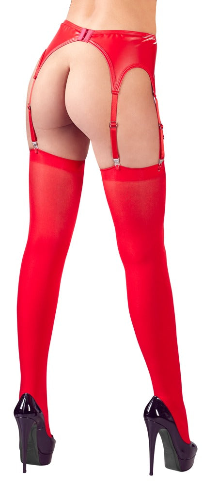 NO:XQSE Jarretelriem met 3 jarretels en bijpassende panty - Rood