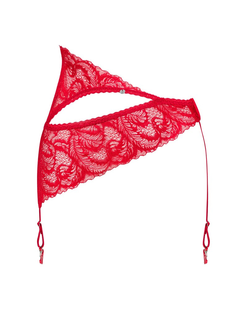 Obsessive Jarretelgordel asymmetrisch met kant - Rood