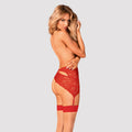 Obsessive Jarretelgordel asymmetrisch met kant - Rood