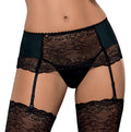 Obsessive Jarretelgordel met kant en thong - Zwart