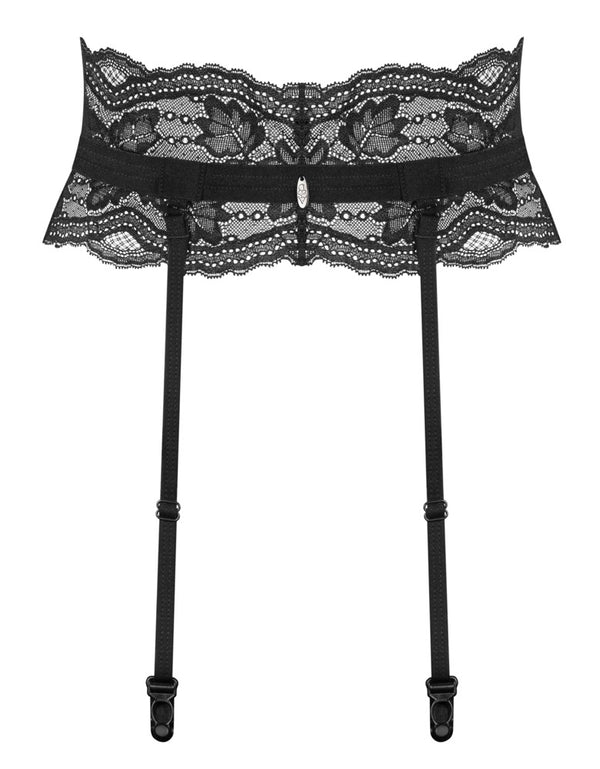 Jarretel riem met kant en haaksluiting - Zwart - Obsessive - SKU: 23405931121