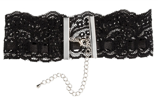 Cottelli ACCESSOIRES kanten choker met kettingen - Zwart - Cottelli ACCESSOIRES - SKU: 24501781001