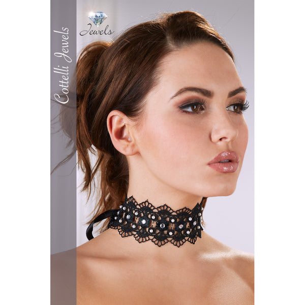 Cottelli ACCESSOIRES Choker met parels en stras - Zwart - Cottelli ACCESSOIRES - SKU: 24501861001