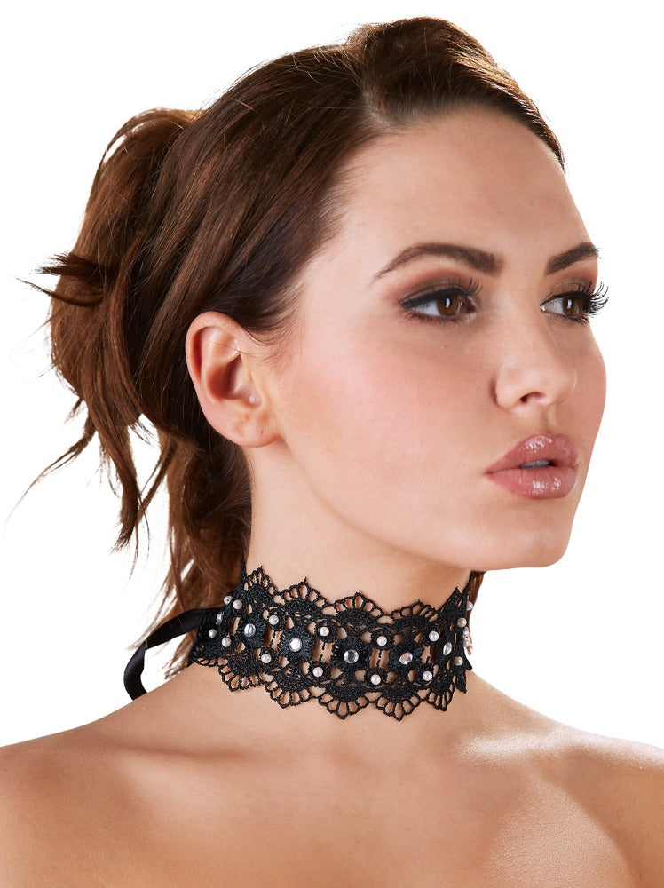 Cottelli ACCESSOIRES Choker met parels en stras - Zwart