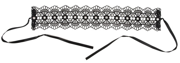 Cottelli ACCESSOIRES Choker met parels en stras - Zwart - Cottelli ACCESSOIRES - SKU: 24501861001