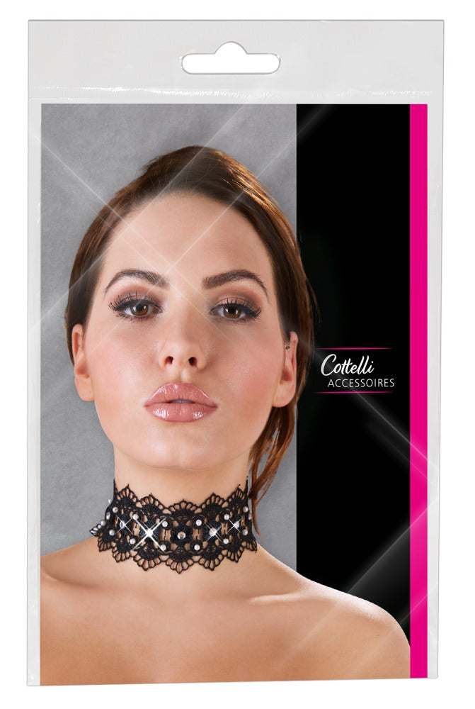 Cottelli ACCESSOIRES Choker met parels en stras - Zwart