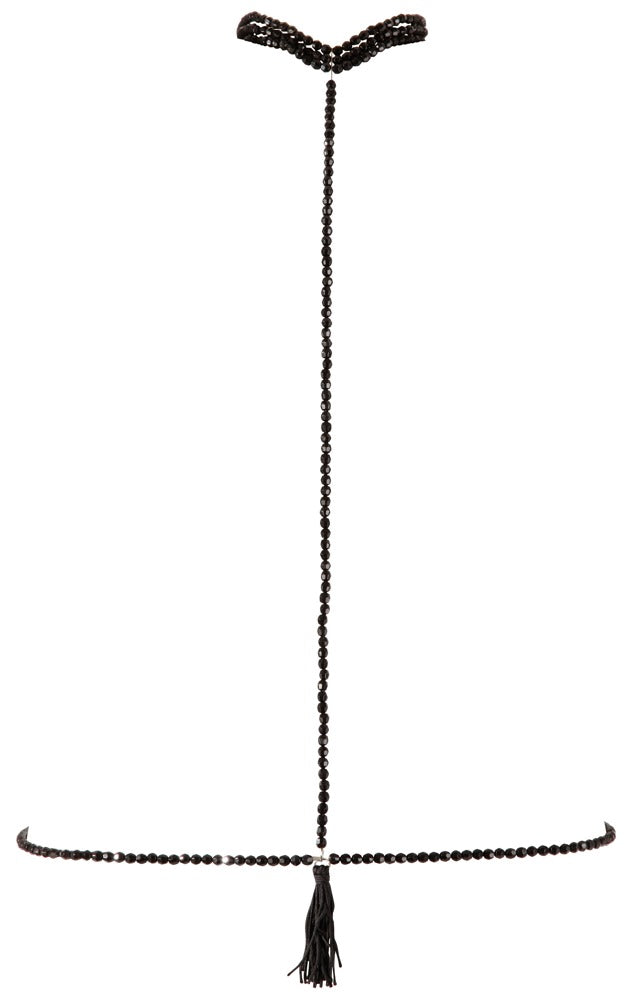 Cottelli ACCESSOIRES Body met parelketting en kwastje - Zwart