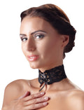 Cottelli ACCESSOIRES Choker met kant en verstelbare vetersluiting - Zwart