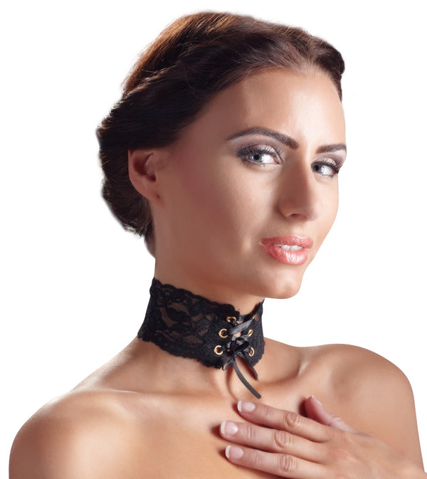 Cottelli ACCESSOIRES choker met kant - Zwart - Cottelli ACCESSOIRES - SKU: 24503641001
