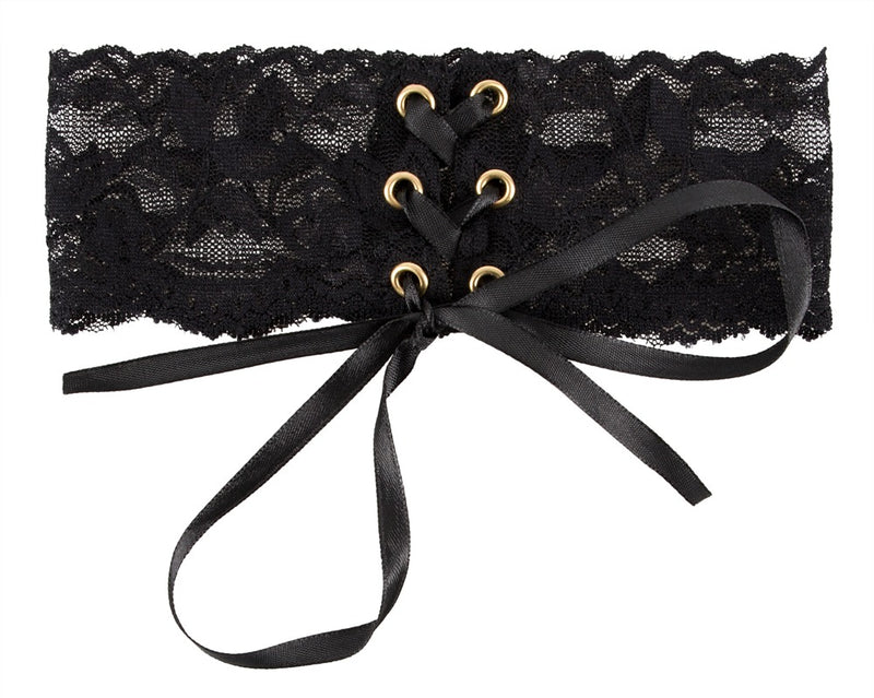Cottelli ACCESSOIRES Choker met kant en verstelbare vetersluiting - Zwart