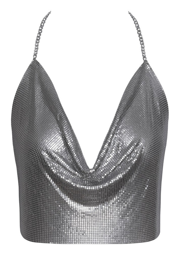 Cottelli ACCESSOIRES crop top Metalen bovenkant - Zilver - Cottelli ACCESSOIRES - SKU: 24504966001