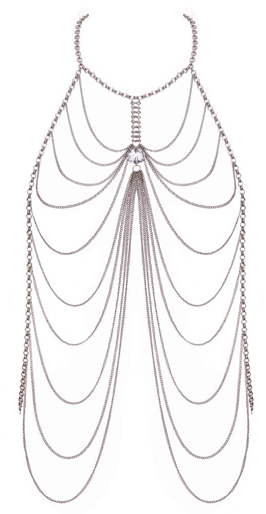 Body met ketting en edelsteen - Zilver - Cottelli ACCESSOIRES - SKU: 24505696001