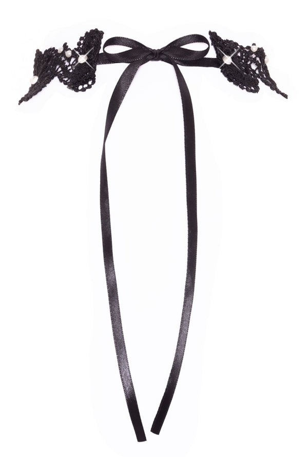 Choker met parels en edelstenen - Zwart - Cottelli ACCESSOIRES - SKU: 24505851001