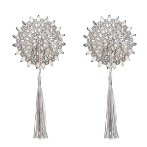 Tepelplakkers met glitter en kwastjes - Wit