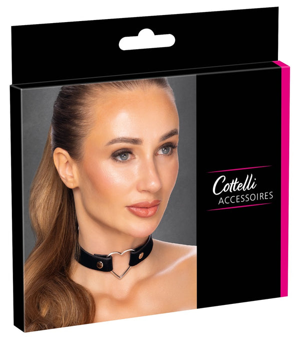 Choker met metalen hart - Zwart - Cottelli ACCESSOIRES - SKU: 24506231001