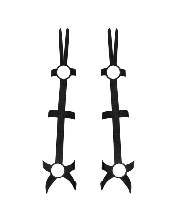 Obsessive Handschoenen arm tot elleboog met riem-look en vingerlussen - Zwart - Obsessive - SKU: 24611881001