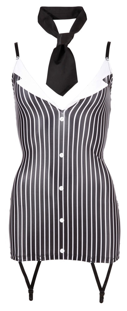 Cottelli COSTUMES kantoorjurk met jarretels - Zwart - Cottelli COSTUMES - SKU: 24704701021