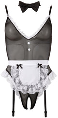 Cottelli COSTUMES Dienstmeisje body met kraag - Zwart