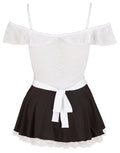Cottelli COSTUMES Dienstmeisjesjurk met kant en jarretels - Wit