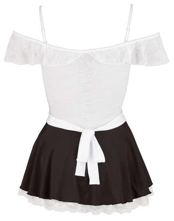 Cottelli COSTUMES Dienstmeisjesjurk met kant en jarretels - Wit - Cottelli COSTUMES - SKU: 24707212021